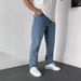 Men's Slim Straight Fit Jeans Premium Stretch Denim Dark Blue Light Blue Black Gray S-5XL Midnight Rinse_mkmklike.com