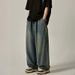 Men's Washed Denim Jeans – Relaxed Straight Fit Wide Leg Pants For Streetwear & Casual Outfits (Model K914)_mkmklike.com