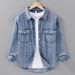 Autumn Casual Long Sleeved Denim Shirt, Men's Trendy Versatile Retro Pure Cotton Workwear Shirt, Men's Outerwear Top_mkmklike.com