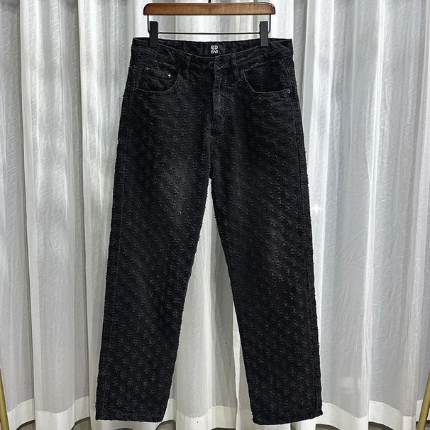 Men's Clothing Pants High Street Ins Trendy Brand Jacquard Full Print Design Jeans Men's Loose Wide Leg Pants Trend_mkmklike.com