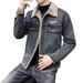 Denim Jacket Men's Autumn And Winter Fleece Thickened Jacket Handsome Lamb Wool Cotton Clothes_mkmklike.com