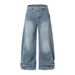 American Style Loose Wide-Leg Jeans For Men, Trendy Brand, Distressed Washed Faded Straight-Leg Pan, Versatile Dad_mkmklike.com