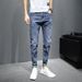 Spring Nine-point Jeans Men's Trendy Brand New Spring And Autumn Boys Ruffian Handsome Trend Slim-fitting Small Feet Long Pants_mkmklike.com