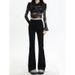 ELLE Black Jeans For Women, Spring And Autumn 2025 New High Waist Slim Fit Stretch Flared Pants_mkmklike.com