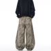 Men's Clothing, American Street Leopard-print Scimitar Jeans, Men's And Women's Niche Design Silhouette Loose Casual Pants_mkmklike.com