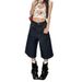 Colorful Star Pocket Denim Capri Pants Summer Style for Men And Women Paris Button Design Wide Leg Mid-Length Jeans_mkmklike.com