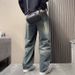 Men's Casual Wide Leg Jeans Loose Straight Fit Curved Trendy American Style Spring Summer New_mkmklike.com
