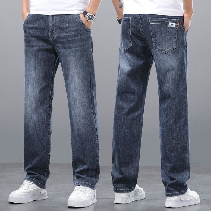 Autumn New Loose Jeans Men's Plus Size Straight Leg Elastic Men's Pants Wear-resistant And Versatile Thick Long Pants_mkmklike.com