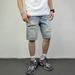 Men's Clothing Washed Ripped Denim Shorts Men's Loose Straight Ink Splash Hiphop Casual Five Point Pants_mkmklike.com