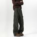 Washed Gray Straight-Leg Cargo Jeans For Men Spring American Retro Distressed Wide-Leg Paratrooper Loose Casual Pants_mkmklike.com