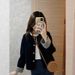 2026 Autumn New High-End Elegant Vintage Plaid Patchwork Jacket Navy Corduroy Coat For Women Spring_mkmklike.com