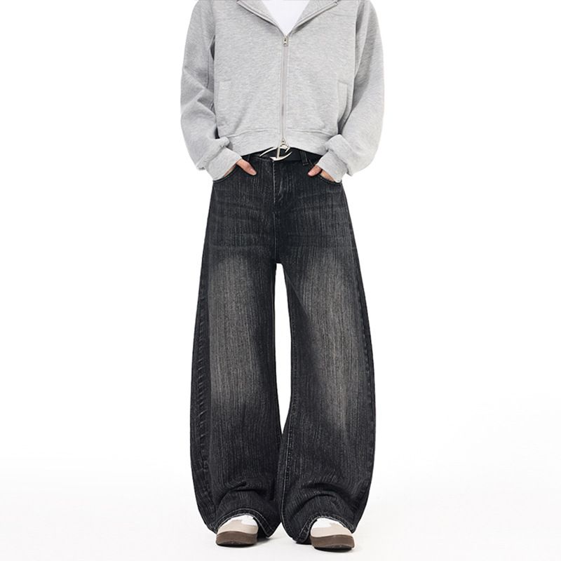 Men's Clothing High Quality Cleanfit Curved Jeans Washed Bamboo Texture Couple Pants_mkmklike.com