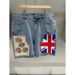 "Distressed Denim Shorts With Union Jack Patch - Vintage Inspired High Waisted Casual Summer Shorts For Women (5-Piece Set, Blue/Gray, Sizes 33-38)"_mkmklike.com