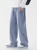 Men's Casual Straight Leg Jeans High Waist Polyester Fiber Comfortable Fit Plus Size Loose Wide Leg Pants Long Trousers_mkmklike.com