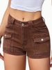 K New Denim Stretch Women's Multi Pocket Denim Shorts_mkmklike.com