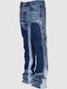 Pulse 2024 Men's European And American Fashion Ins Cargo Hot Elastic Patch Denim Layered Flared Pants_mkmklike.com