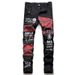 Men's Hip-Hop Straight Leg Jeans With Patchwork & Studs - Korean Boy Band Style Stretch Denim Pants_mkmklike.com