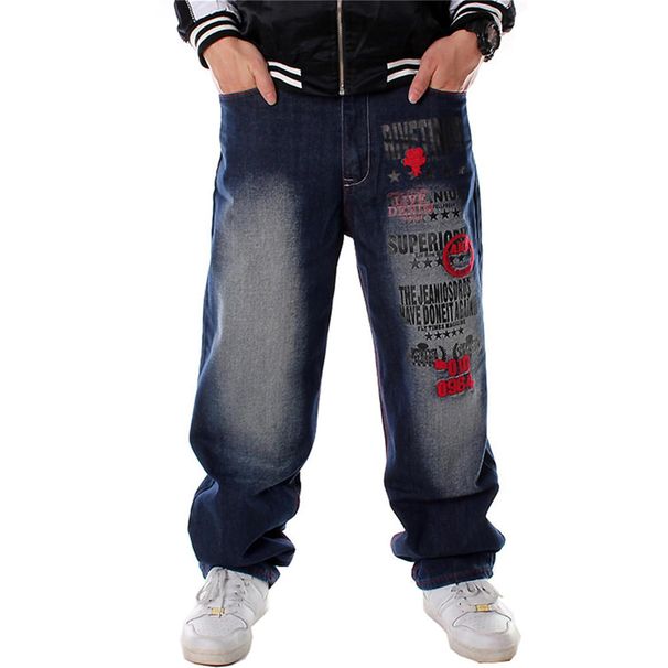 LUOBANIU Men's Baggy Jeans Relaxed Fit Hip Hop Streetwear With Embroidery Stretch Comfort For Dance & Skateboarding_mkmklike.com