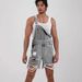Men's Clothing Casual Fashion Ripped Denim Bib Shorts_mkmklike.com