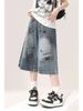 Women's Clothing Retro High Waist Capri Pants For Women Summer Style Loose Fit Slimming Wide Leg Jeans Graffiti Print Denim_mkmklike.com