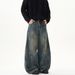 Men's Clothing Retro Distressed Rubbed Color Exposed Stitching Scimitar Jeans For Men And Women New Loose Straight Washed Pants_mkmklike.com