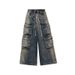 RO-Style Washed Blue Denim Jeans - Capper-Inspired Wide-Leg Unisex Work Pants With Gradient Effect_mkmklike.com