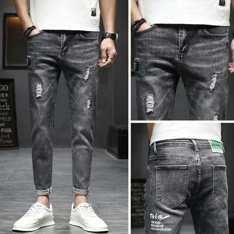 Men's Clothing Jeans Summer Thin Style Ripped Slim Fit Casual Summer Versatile Spring And Autumn Trousers_mkmklike.com