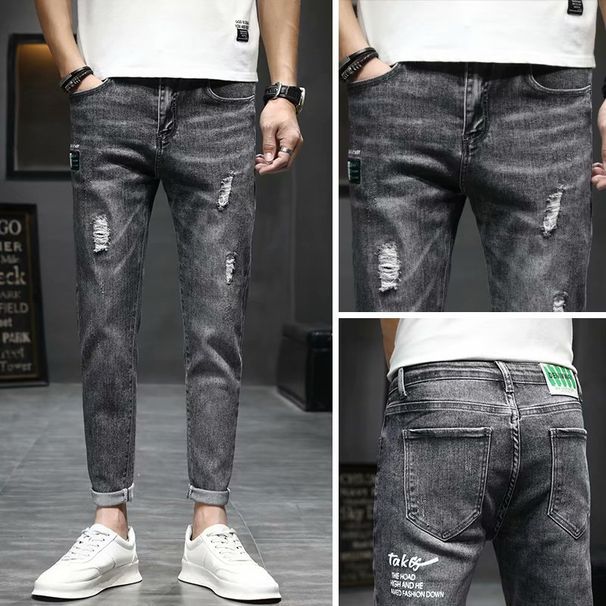 Men's Clothing Jeans Summer Thin Style Ripped Slim Fit Casual Summer Versatile Spring And Autumn Trousers_mkmklike.com