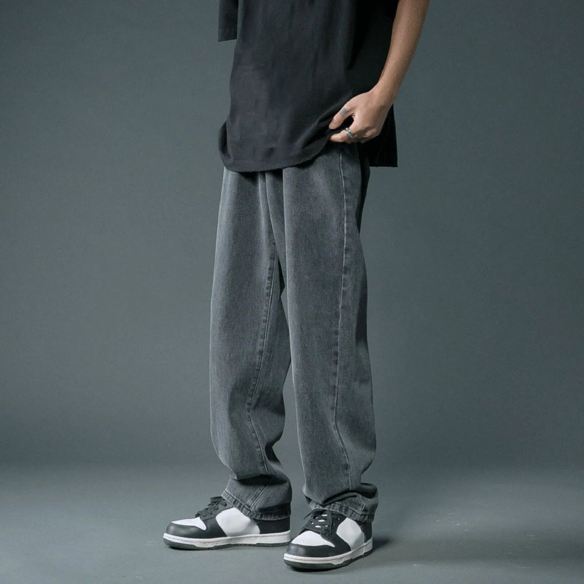 2024 New Street Casual Baggy Jeans Men's Streetwear Hip Hop Straight Wide Leg Trousers Students' Denim Pants Blue Black_mkmklike.com