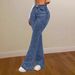 Women's Flared Bootcut Jeans – Slim Fit Stretch Denim Pants (Retro Vintage Washed, Mid-Rise & Comfortable For Casual/Office Wear)_mkmklike.com