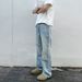 Men's Clothing Ice Blue Cream 517 Flared Loose Wide Leg Washed Vintage Jeans Silo Straight_mkmklike.com