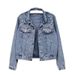 Korean Style Oversized Denim Jacket For Women – Embroidered Beaded Details, Loose Fit Cropped Jacket, Trendy Streetwear (S-5XL, Black/Light Blue)_mkmklike.com