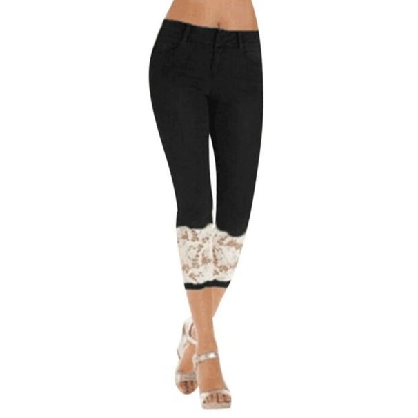 Women's Clothing Smart Creation Lace Hem Capri Jeans For Women Style Thin Elastic Waist Fashion Ladies' Denim_mkmklike.com