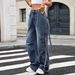 Women's Clothing Vintage Washed Multi-Pocket Utility Denim Pants – Oversized Wide-Leg Drawstring Trousers With Distressed Detailing_mkmklike.com