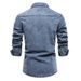 Men's Distressed Denim Shirt - Heavy Washed Cotton Workwear Shirt For Casual Wear (S-XXL)_mkmklike.com