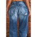 Women's Clothing Denim Trousers Mid Waist Ripped Casual Straight Leg Trousers_mkmklike.com
