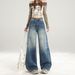 2026 Spring New American Retro Women's High-Waisted Loose Vintage Straight Wide-Leg Floor-Length Jeans_mkmklike.com