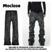 Men's High-Street Vintage Wax-Coated Jeans – Relaxed Wide-Leg Micro Flare With Distressed Hem For Urban Edge"_mkmklike.com