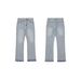 Men's Distressed Flared Jeans - Vintage Grey Cleanfit Denim With Frayed Hem, High Street Micro Bell Bottoms_mkmklike.com