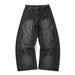 Men's Trendy Wide Leg Jeans Street Style Loose Fit Curved Hem Floor Length Jeans_mkmklike.com