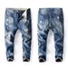 Men's Relaxed Fit Washed Denim Cargo Pants With Distressed Details - Comfortable Slim Tapered Leg For Casual Wear (Available In Plus Sizes)_mkmklike.com