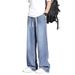 Men's Tencel Drape Jeans – Summer Thin Loose Straight Leg Pants, Ice Silk Wide Leg Casual Style_mkmklike.com