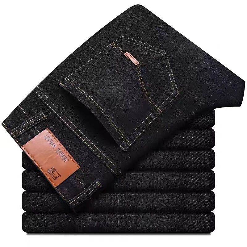 Men's Winter Workwear Jeans - 500g Heavyweight Stretch Relaxed Fit Straight Leg High Waist Casual Pants With Multiple Pockets_mkmklike.com