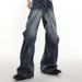 Men's Clothing Distressed Wide Leg Jeans - Streetwear High Waisted Relaxed Fit Denim Pants With Deconstructed Panels & Adjustable Flare Hem_mkmklike.com