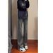 Men's Washed Black Patchwork Slimming Jeans American High Street Style Trendy Cool Slightly Flared Jeans_mkmklike.com