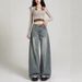Vintage Korean Wide-Leg Jeans Women, Autumn New Loose Fit For Pear-Shaped Body, BF Lazy Style Plus Size Long Pants_mkmklike.com