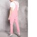 Pure New Pink Retro Men's Denim Ripped Shorts One-Piece Cargo Overalls_mkmklike.com