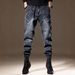 Men's Clothing Casual Straight Leg Jeans Loose Fit Workwear Pants With Multi-Pockets Stretch Denim Streetwear Style (Light Blue, Sizes M-4XL)_mkmklike.com