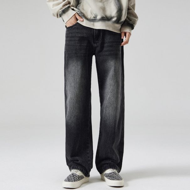 Nordmann Muqiu Clothing | American Cleanfit High Street Black Jeans Men's Loose Retro Washed Wide-Leg Pants_mkmklike.com