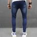 Cowboy High Street Fashion Brand Shaping With Broken Holes And Elastic Feet Jeans For Men's Slim Fit_mkmklike.com